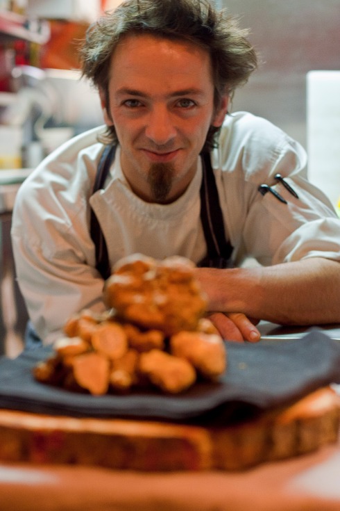 Chef Samuel Mocci with Italian white truffles