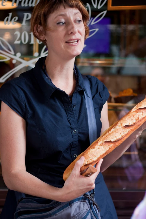 Meg Zimbeck with one of Paris' best Baguettes de Tradition